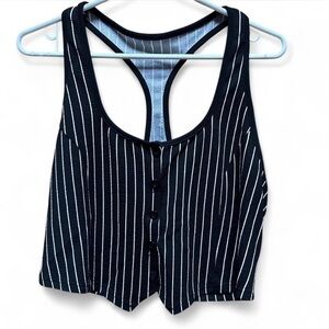 Elegant Black and White Striped Cropped Tank Top